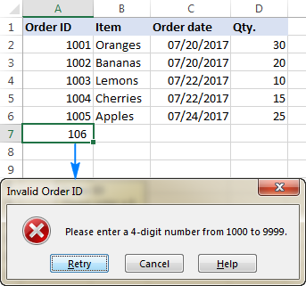 Data Validation in MS Excel 2013
