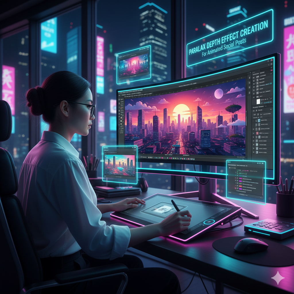 Parallax Depth Effect Creation for Animated Social Posts