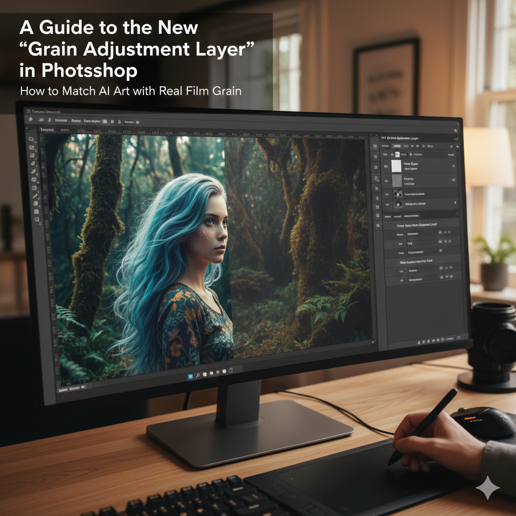 A Guide to the New "Grain Adjustment Layer" in Photoshop: How to Match AI Art with Real Film Grain