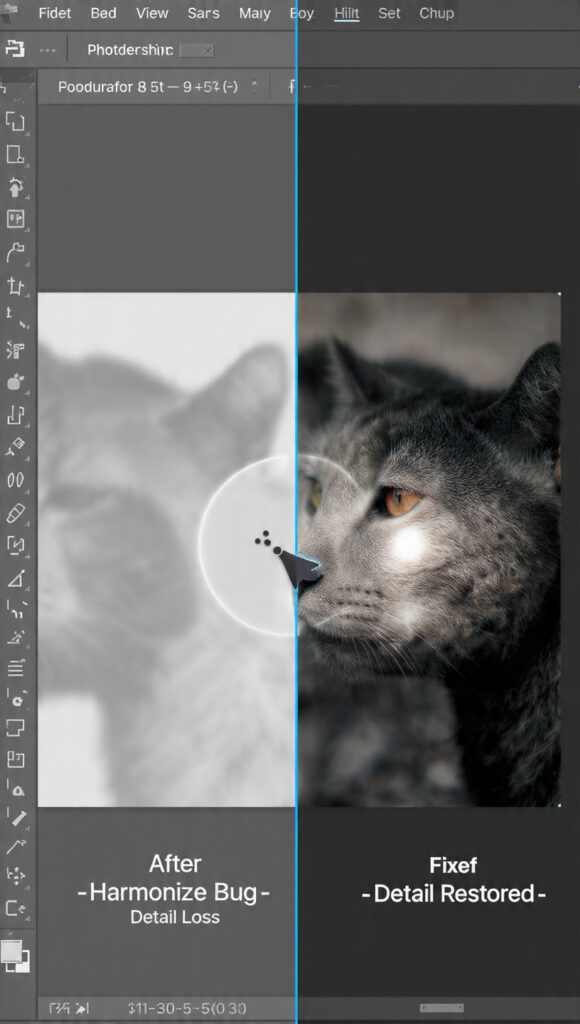 Fixing the "Harmonize" Resolution Bug: How to Restore Detail After Using AI Layer Blending in Photoshop