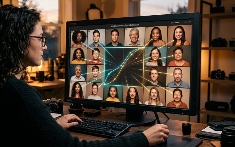 Using the Curves Adjustment Layer's Auto Color Correction Options for Exact Skin Tone Matching Across Batches
