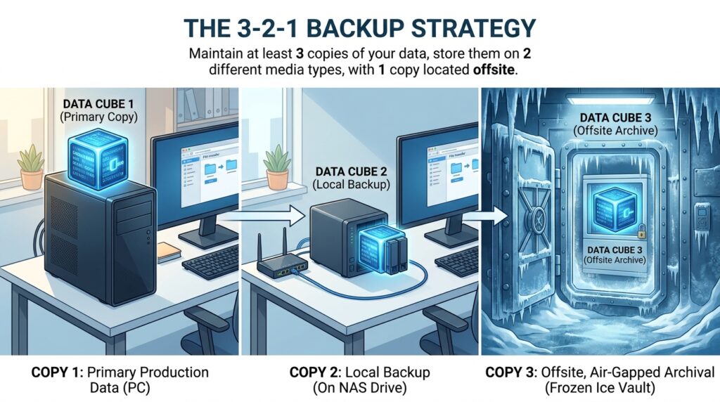 Implementing the 3-2-1 Backup Strategy for Digital Agencies Using NAS Devices and Off-Site Cold Storage